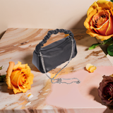 New soft leather versatile sheepskin pleated bag  evening bag