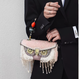 Owl diamond chain tassel evening bag bling Bling luxury shining